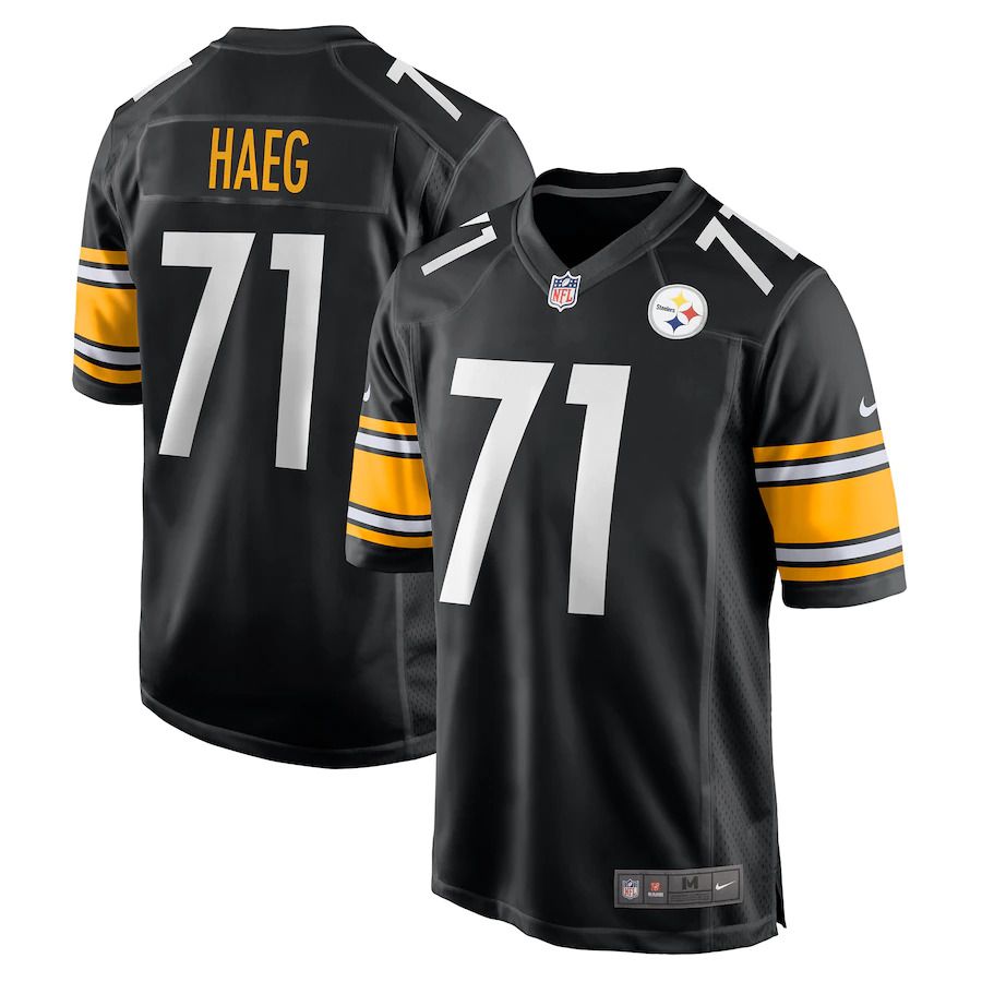 Men Pittsburgh Steelers 71 Joe Haeg Nike Black Game NFL Jersey